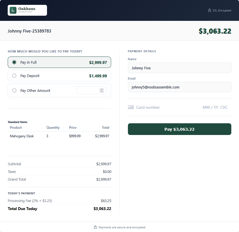 Payments output preview